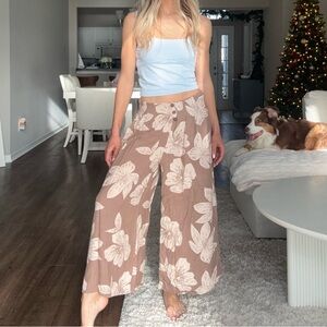 Sienna Sky Brown Floral Straight-Leg Pants
